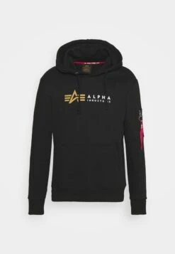 Alpha Industries LABEL HOODY - Kapuzenpullover - Black -Alpha Industries 0a3309531a9f4cd8be58984a82ccc9d3