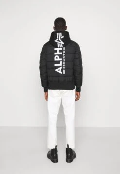 Alpha Industries BACK PRINT PUFFER - Winterjacke - Black -Alpha Industries 47932dcde97d4ccabfb745fbc45205fd