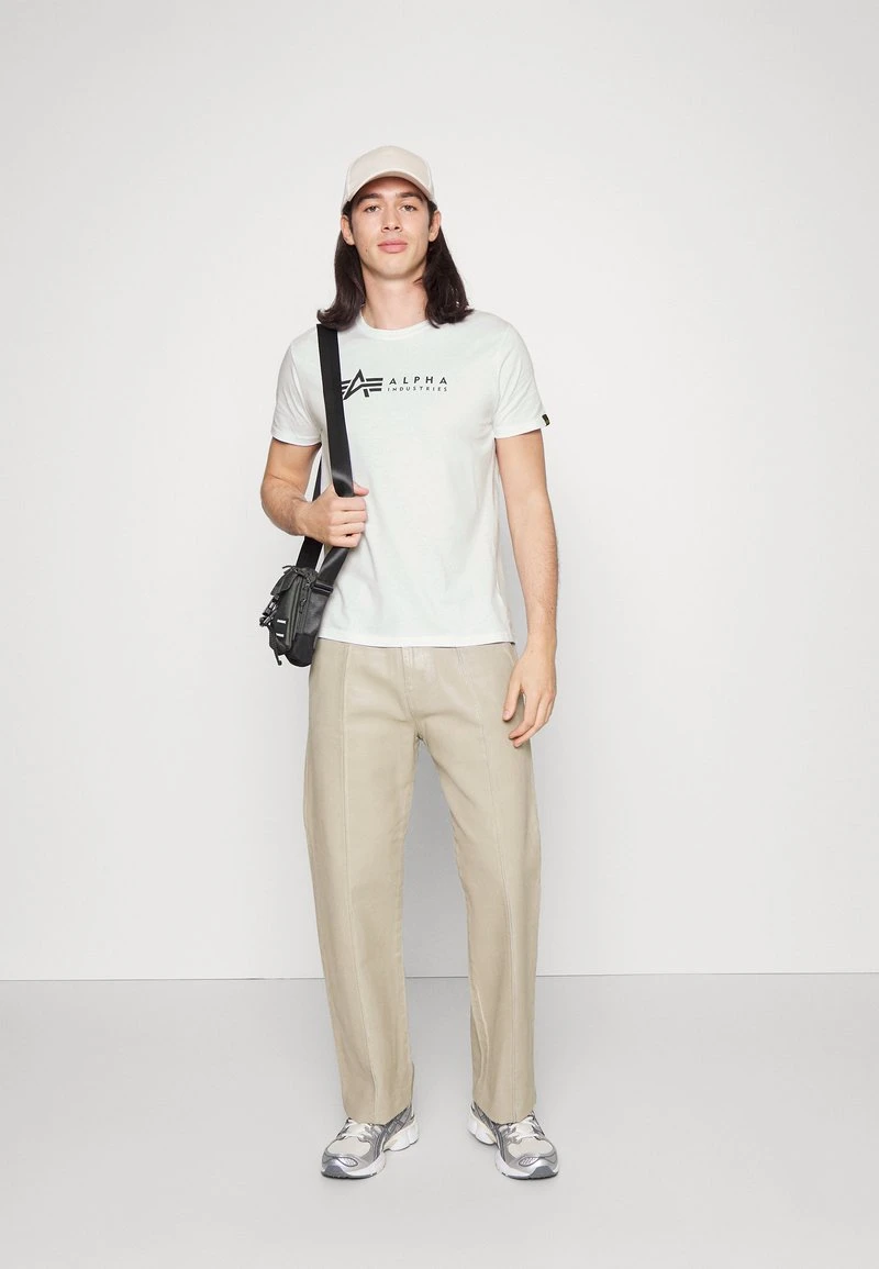 Alpha Industries LABEL 2 PACK - T-Shirt Print - Black/white 1 Alpha Industries LABEL 2 PACK - T-Shirt Print - Black/white