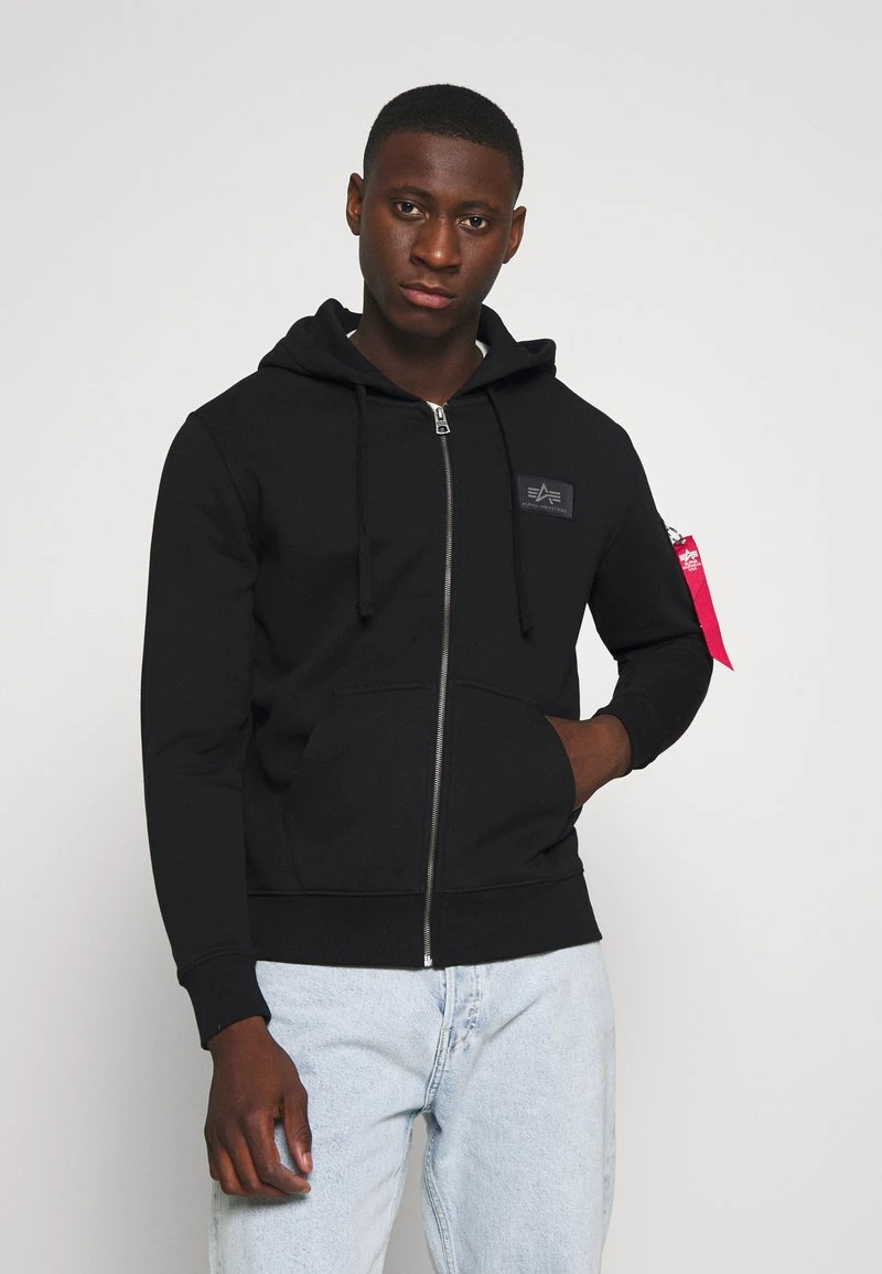 Alpha Industries BACK PRINT ZIP HOODY - Sweatjacke - Black 1 Alpha Industries BACK PRINT ZIP HOODY - Sweatjacke - Black