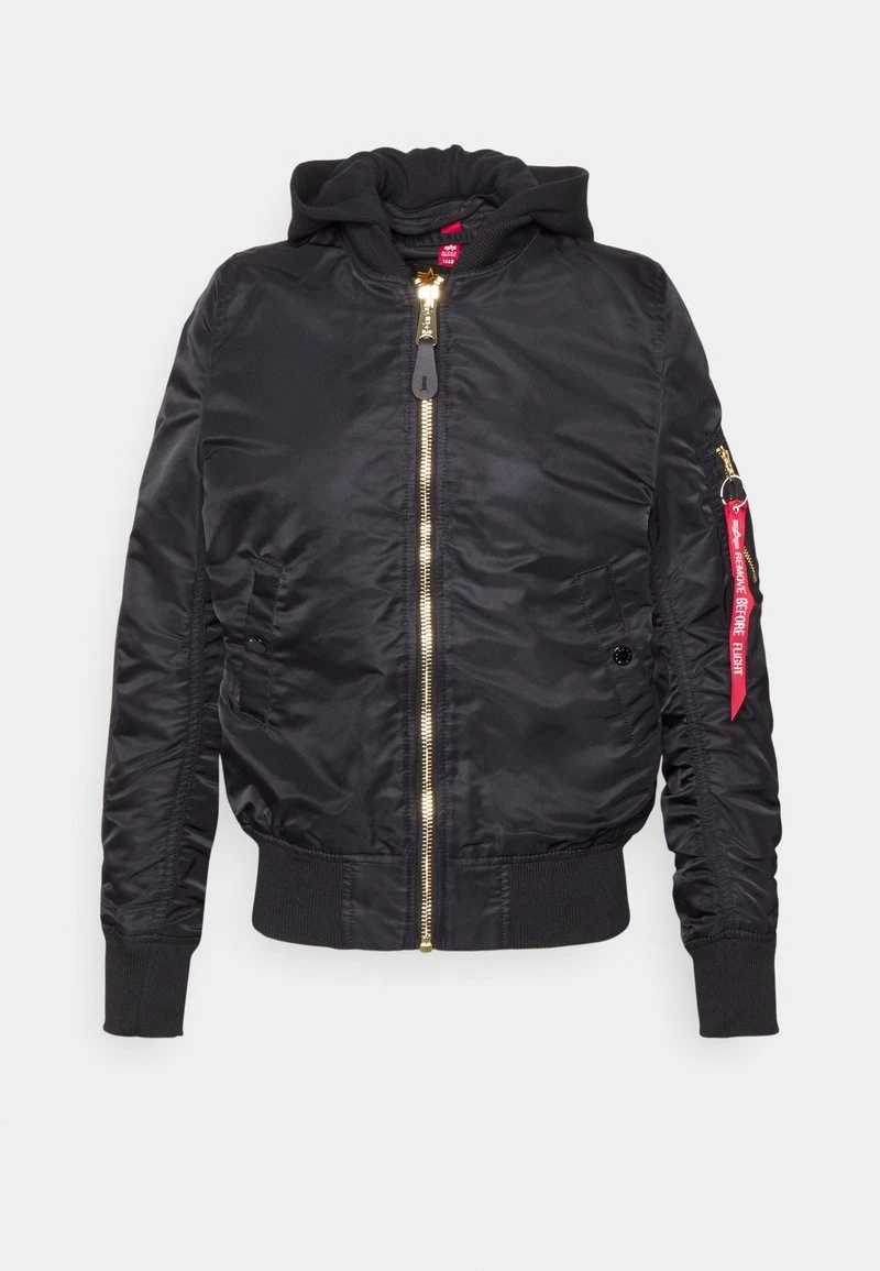Alpha Industries HOODED - Bomberjacke - Black/gold 4 Alpha Industries HOODED - Bomberjacke - Black/gold – Bild 4
