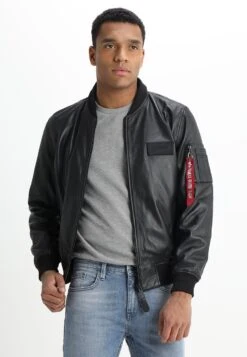 Alpha Industries Lederjacke - Black -Alpha Industries affc709679874176adfd80940bd6337a