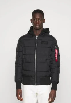 Alpha Industries BACK PRINT PUFFER - Winterjacke - Black