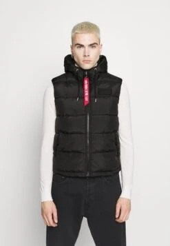 Alpha Industries HOODED VEST - Weste - Black -Alpha Industries c57e53269fb040aba22720485c44994e