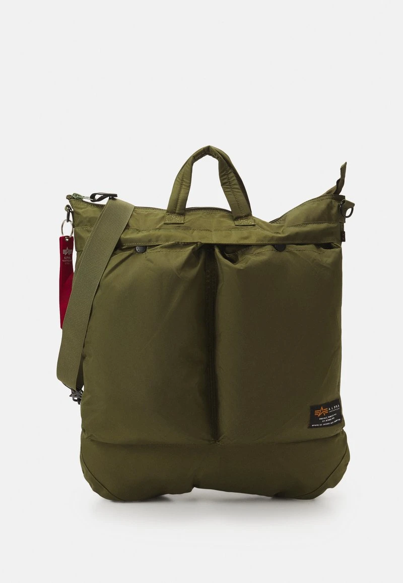 Alpha Industries LABEL HELMET BAG UNISEX - Umhängetasche - Dark Olive 1 Alpha Industries LABEL HELMET BAG UNISEX - Umhängetasche - Dark Olive