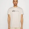 Alpha Industries LABEL 2 PACK - T-Shirt Print - Black Olive/jet Stream White