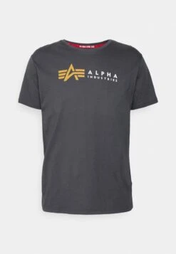 Alpha Industries LABEL - T-Shirt Print - Grey Black -Alpha Industries ef9fbfe21e8645b8b75412532943fcd0
