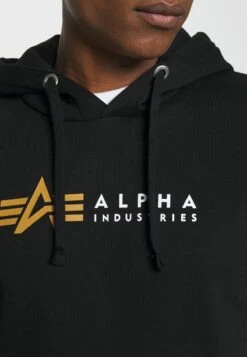 Alpha Industries LABEL HOODY - Kapuzenpullover - Black -Alpha Industries f3016f97e2a946978179b09e5410f9d4